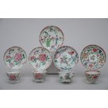 Lot: 4 cups and 5 saucers in Chinese porcelain, 18th century (*) (11x3cm)