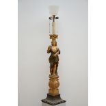 Lamp with a wooden sculpture 'caryatid' (166cm)