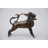 A bronze acquamanille 'lion' (14x28x26cm)