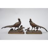 E. Trodoux: pair of bronze 'pheasants' 19th century (9x29x19cm)