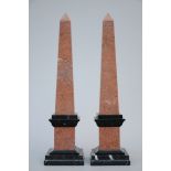 A pair of modern marble obelisks (80cm)