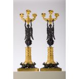 A pair of ormulu bronze Empire candlesticks 'caryatids' (67cm)