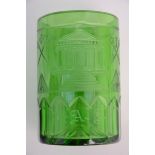 Engraved Freemason cup in green glass (13cm)