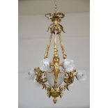 Romantic chandelier in gilt bronze 'putti', 19th century (86cm)