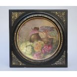 F. Gardon: painted plaque in porcelain 'still life' (38cm)