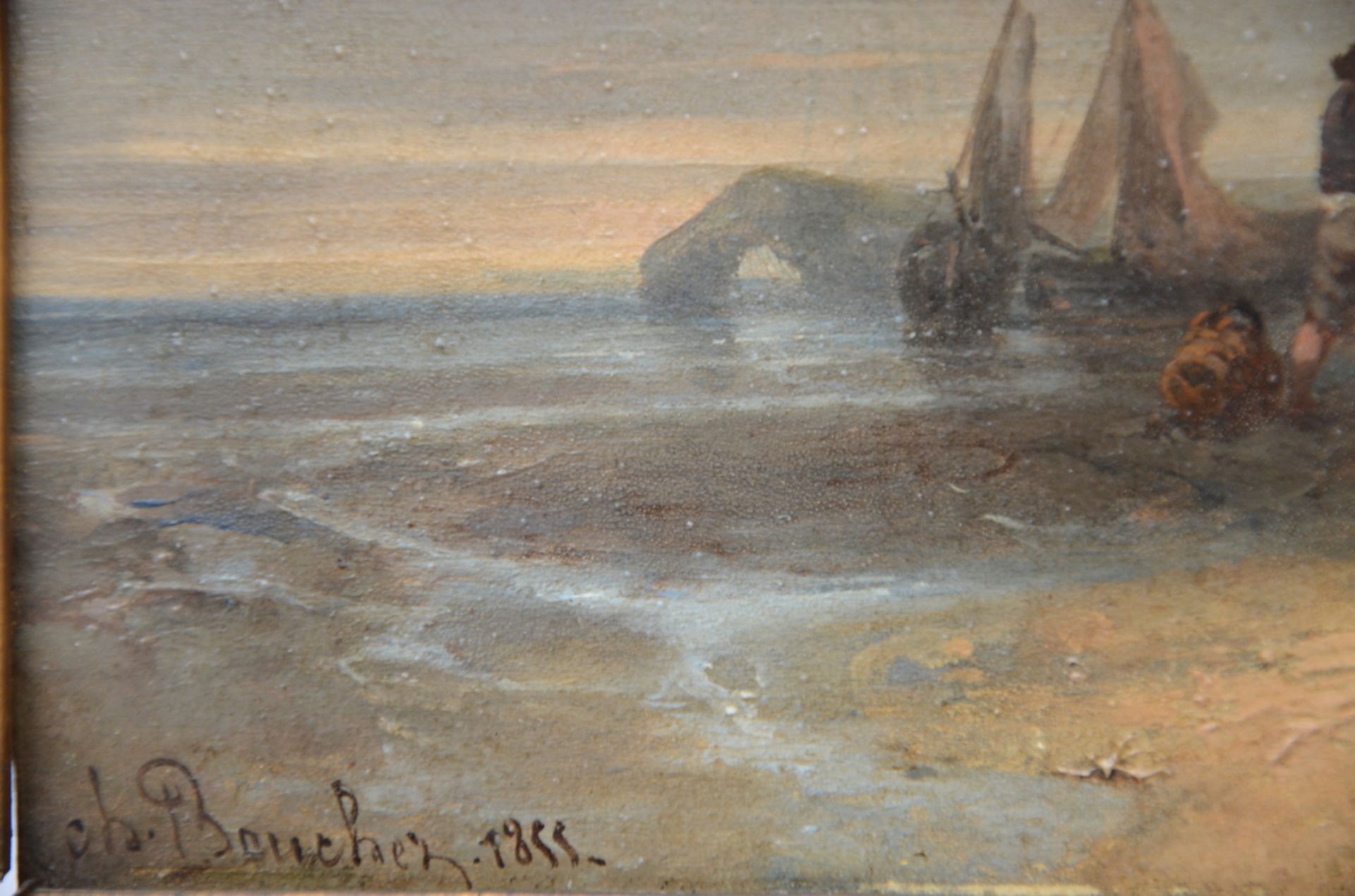Bouchez (1855): painting (o/p) 'marine' (27x22cm) - Image 3 of 4