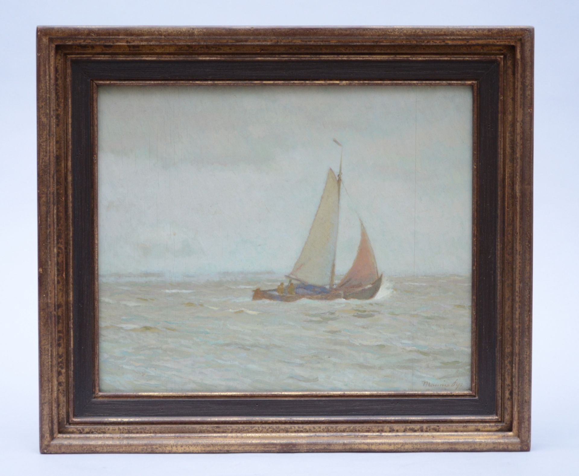 Maurice Sijs: painting (o/c) 'sailboat' (37x43cm)