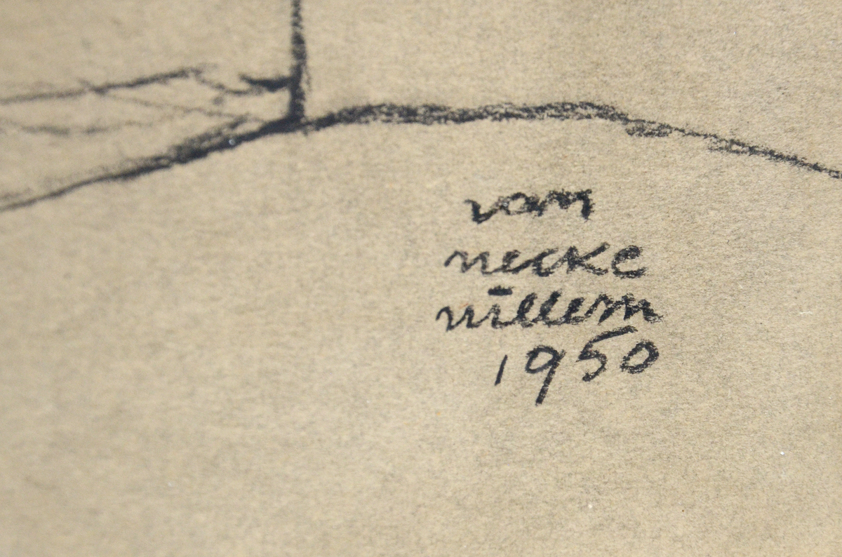 W. Van Hecke (1950): drawing 'portrait' (40x50cm) - Image 2 of 2