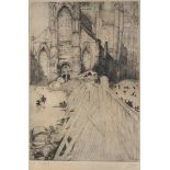 Jules De Bruycker: two etchings 'Sint-Niklaaskerk' and 'CathÈdrale d'Amiens' (*)