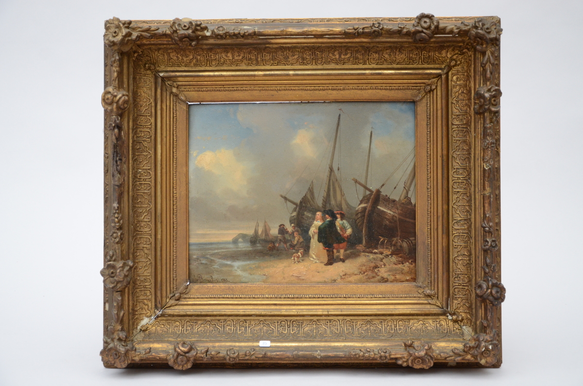 Bouchez (1855): painting (o/p) 'marine' (27x22cm)