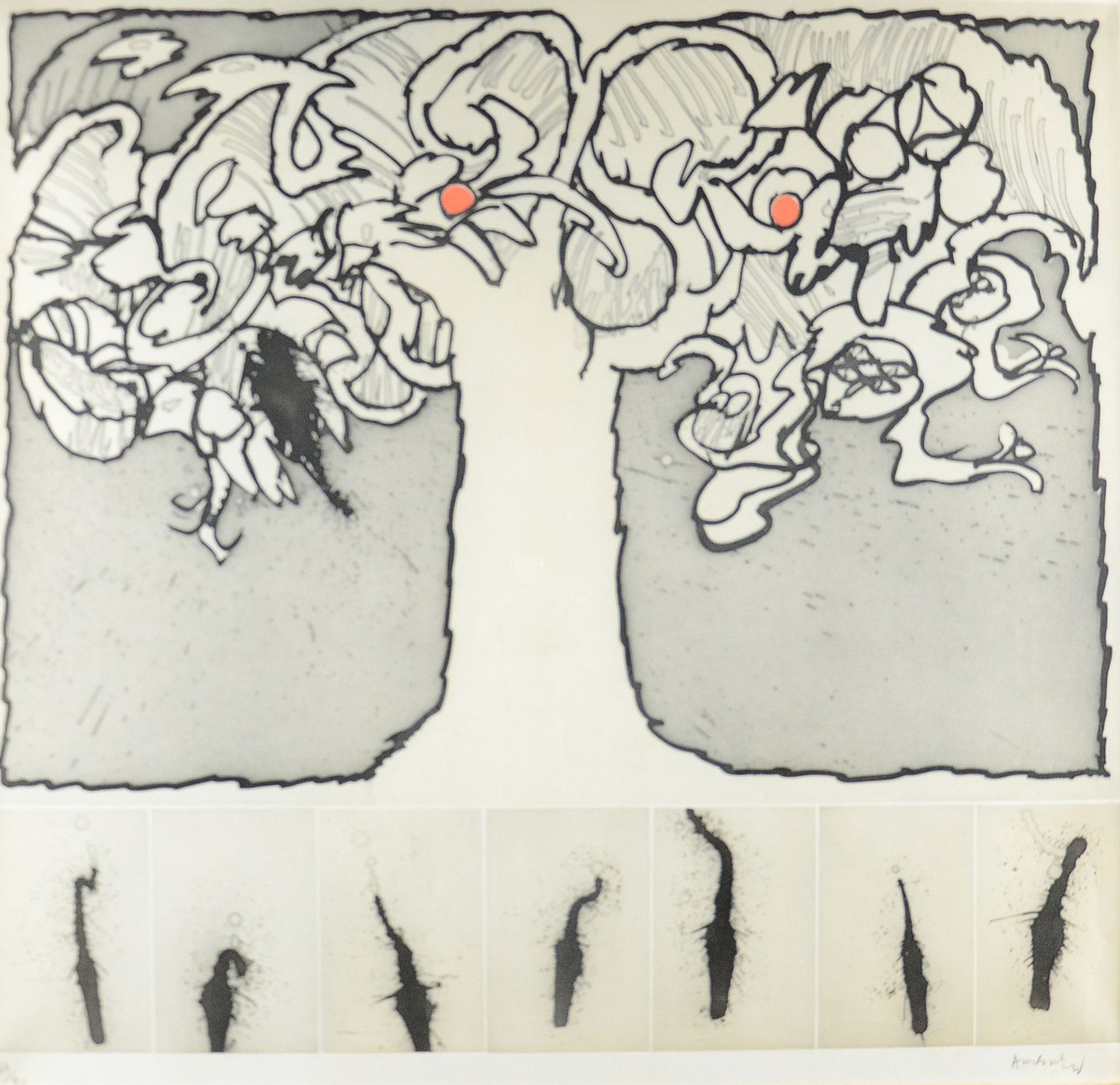 Pierre Alechinsky: litho 'tree' (110x104cm)
