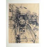Lismonde: charcoal drawing 'city view' (67x84cm)