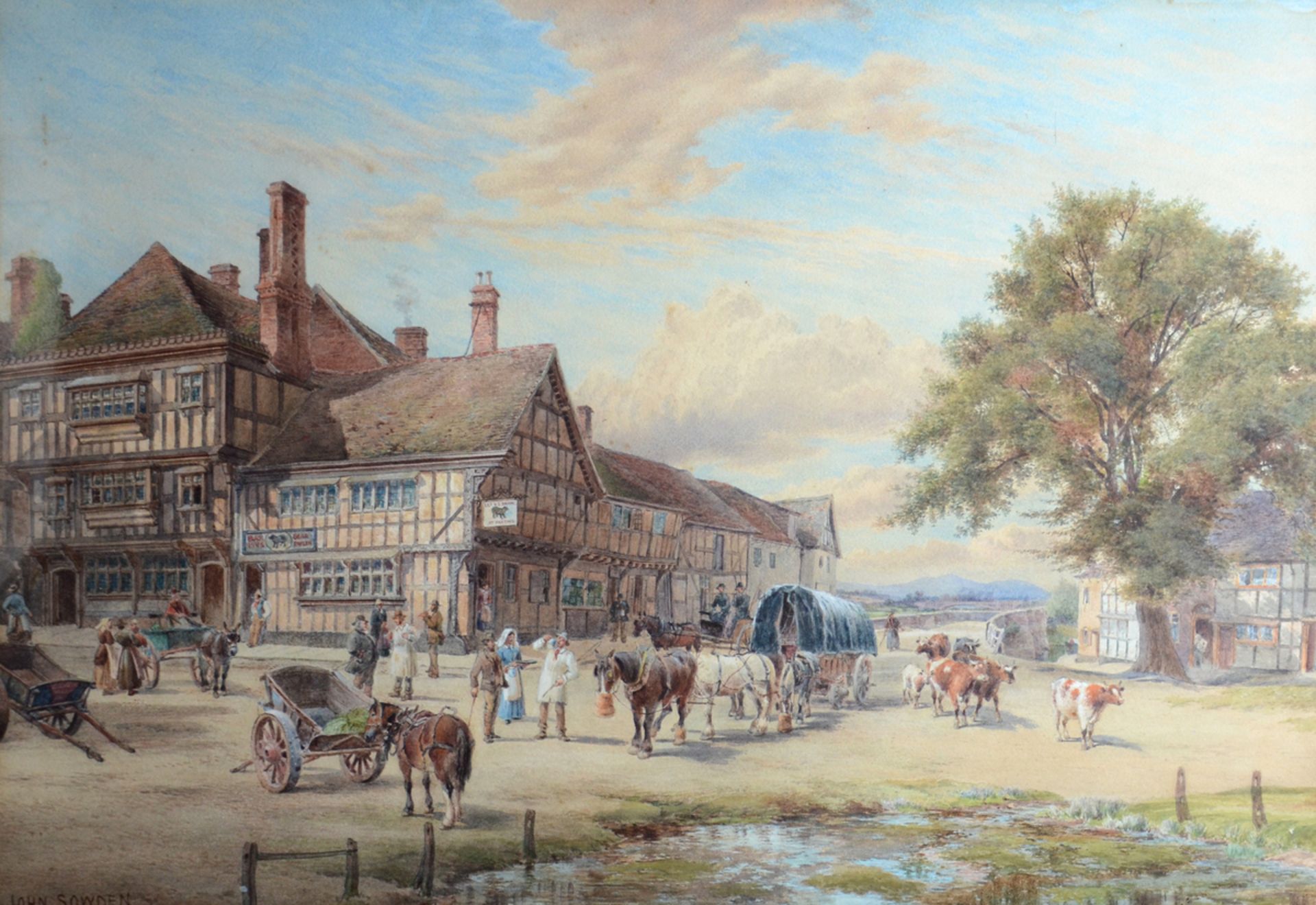 John Sowden: gouache 'Tewkesbury Old Inn' (76x54cm)