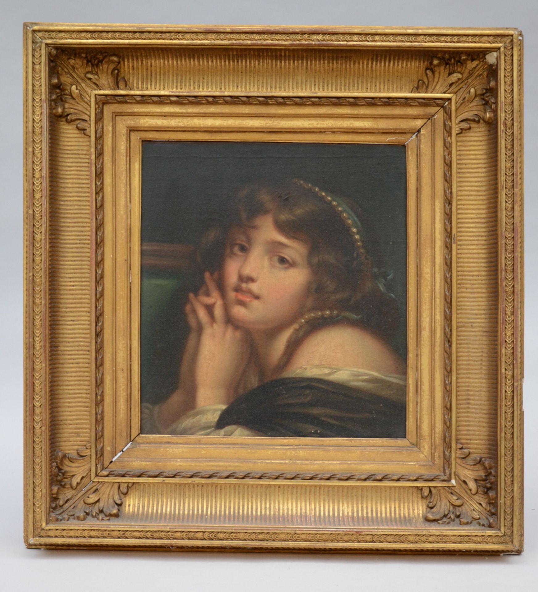 Anonymous (19th century): painting (o/c) 'portrait of a lady' (35x38cm)