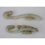 Two Chinese belt hooks in jade