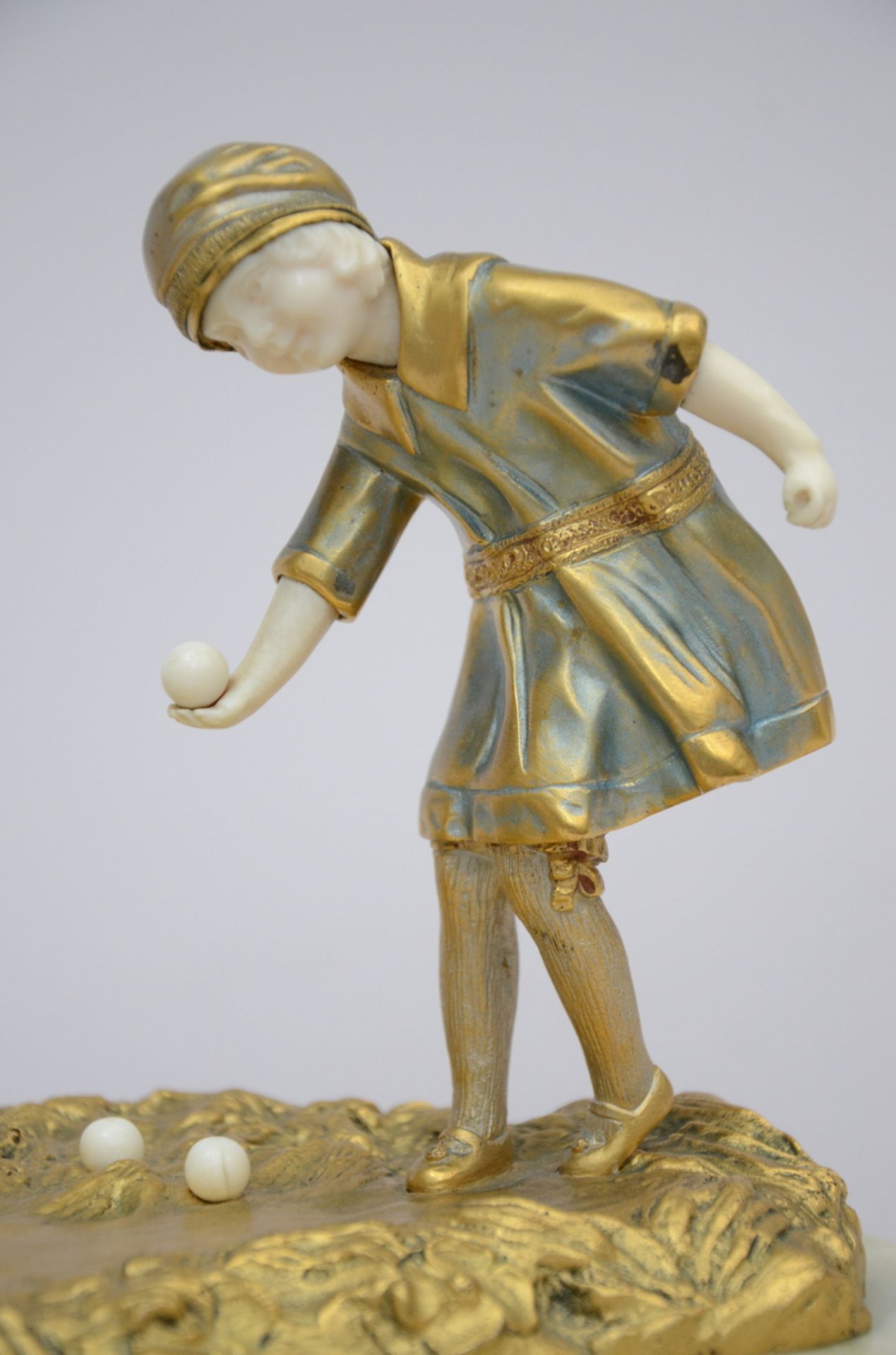 Demeter Chiparus: sculpture en bronze et ivoire 'playing children' (32x18x17cm) - Bild 3 aus 6