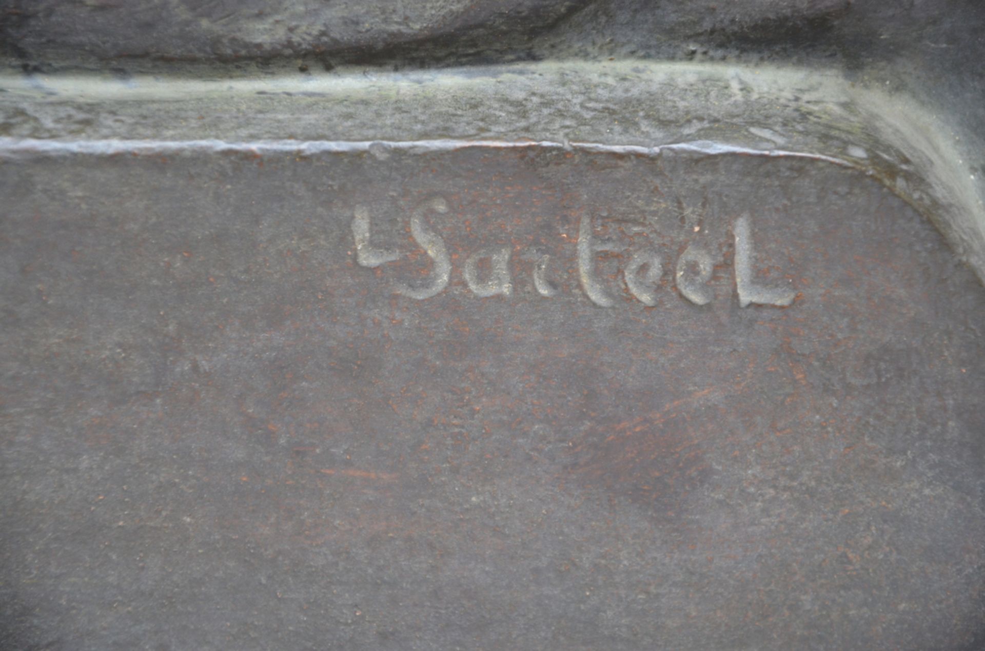 Leo Sarteel: plaster sculpture 'kneeling nude' (*) (84cm) - Image 5 of 5