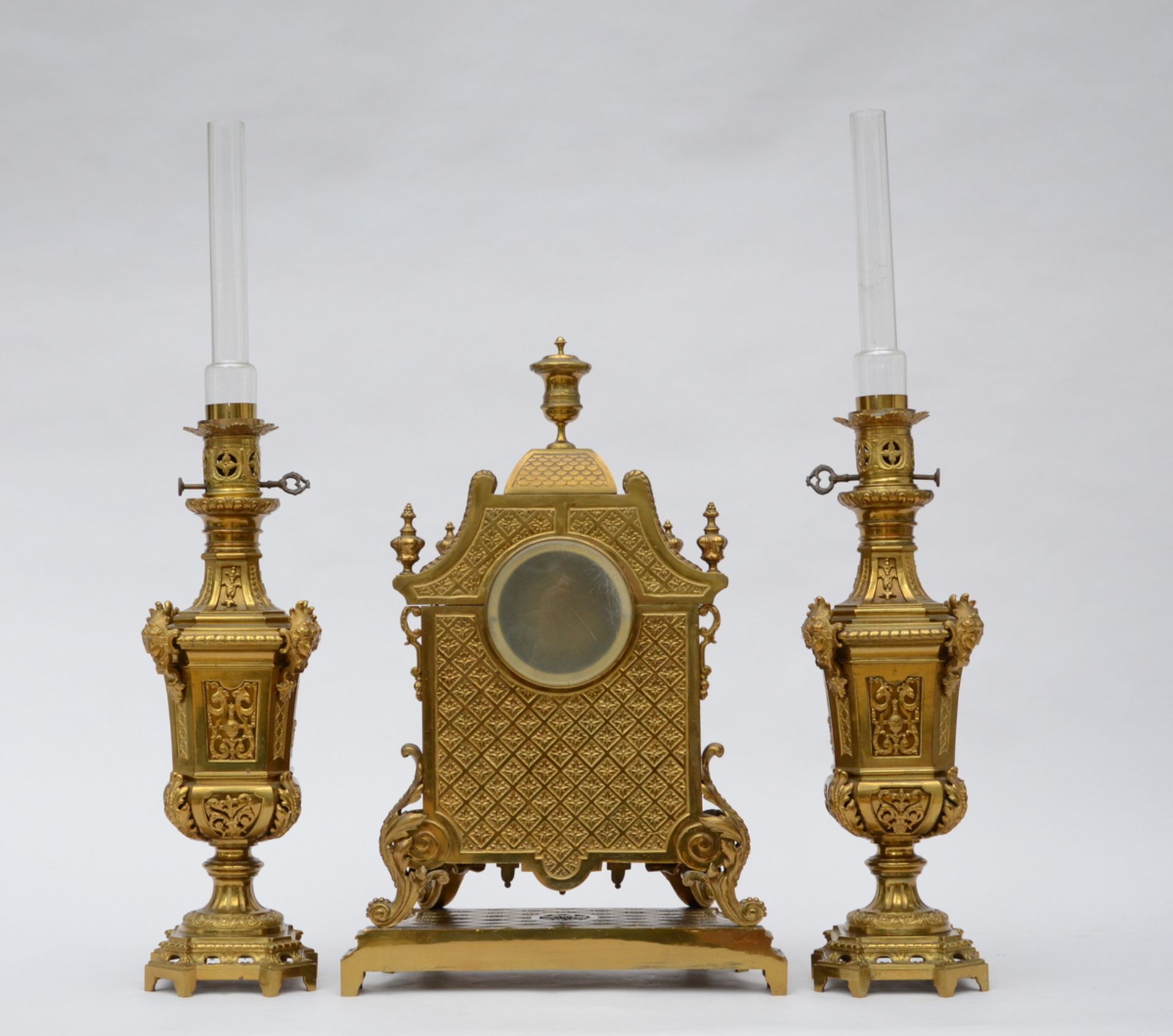 A bronze clock set in Henri II style - Image 4 of 4