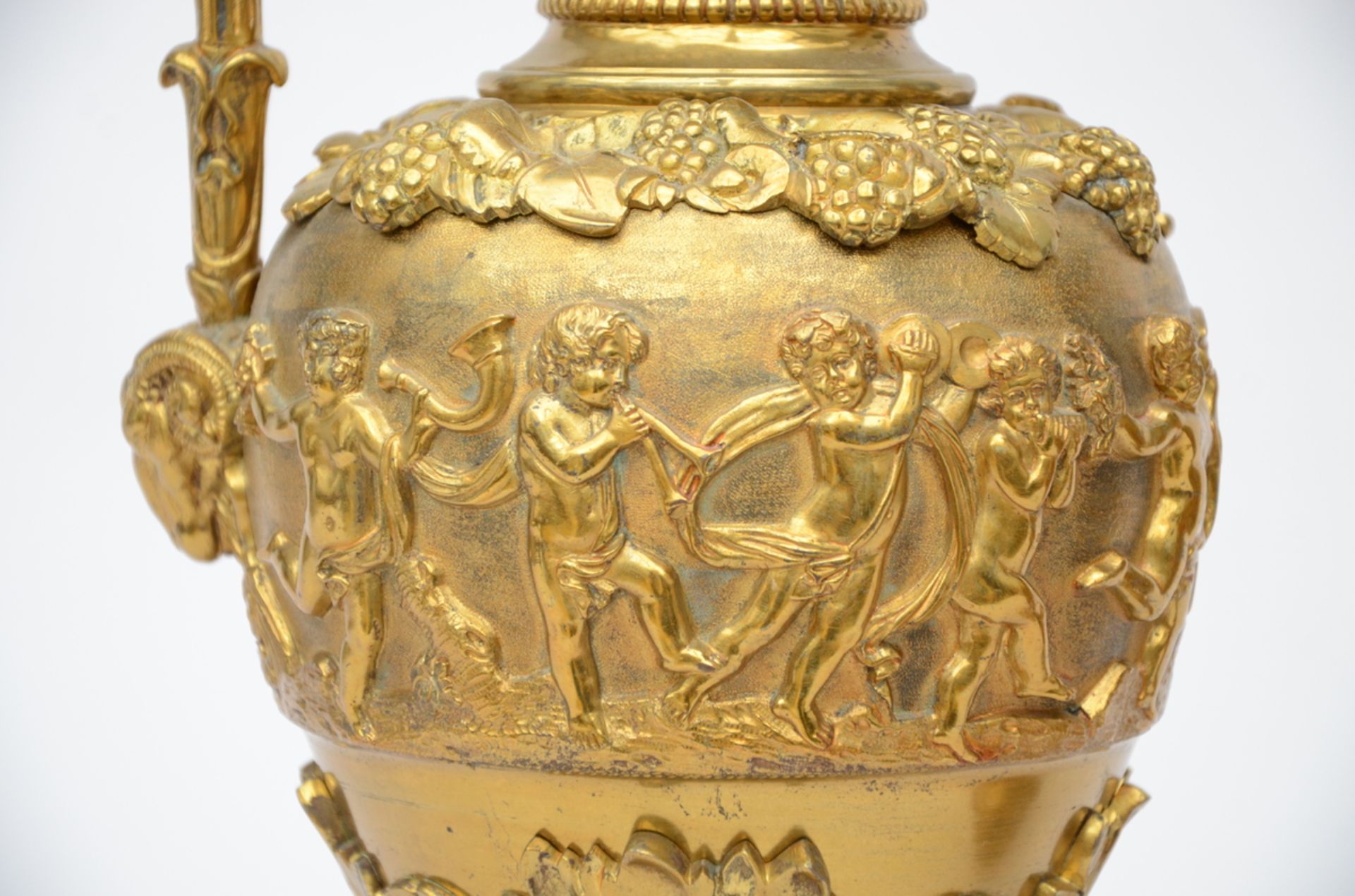 A pair of large bronze ewers 'bacchanal scenes' (58cm) - Image 3 of 5