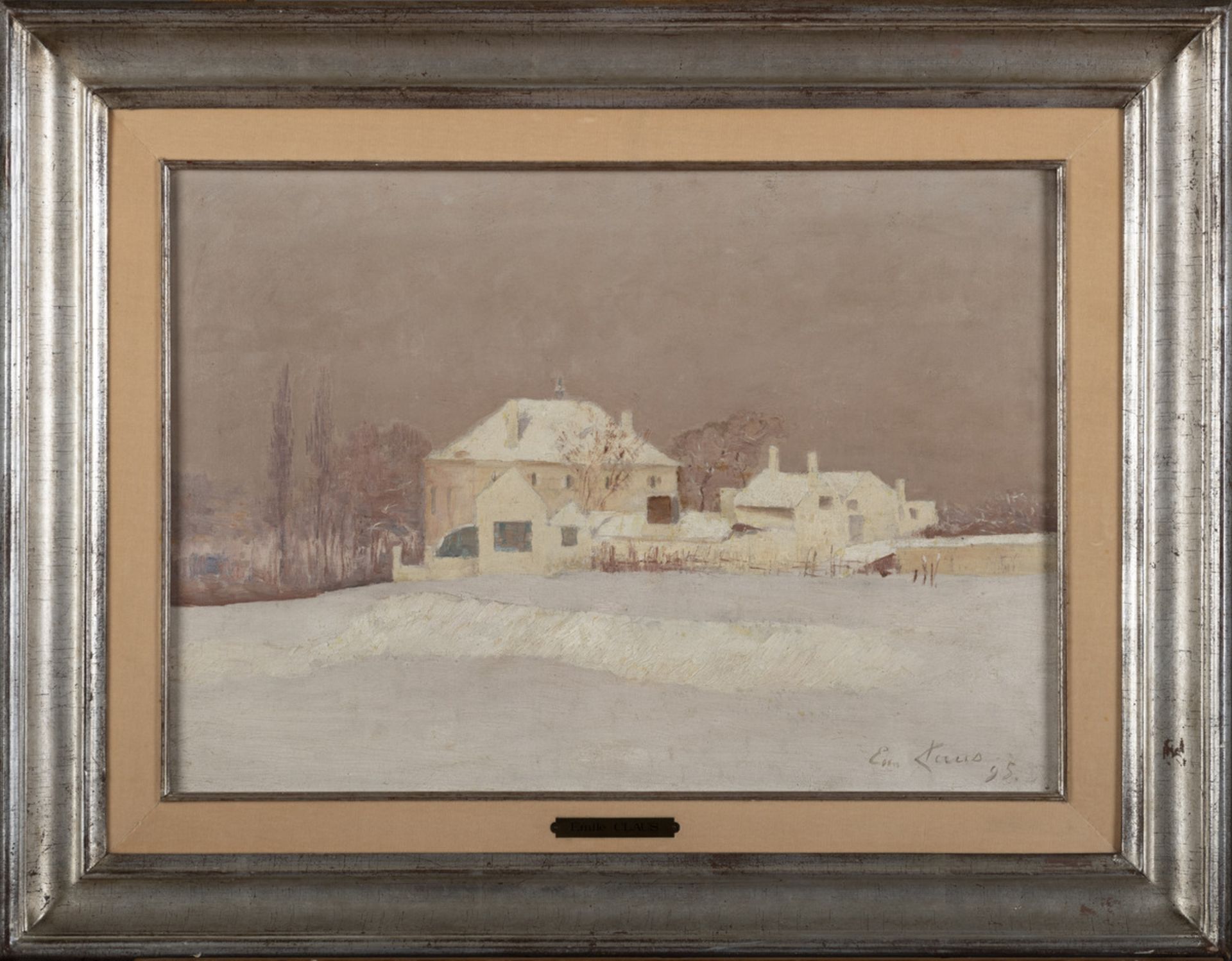 Emile Claus (1895): painting (o/c) 'snow landscape' (59x41cm)