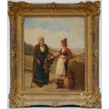 Monogram J.B.: painting (o/p) 'Neapolitan ladies' (37x46cm)