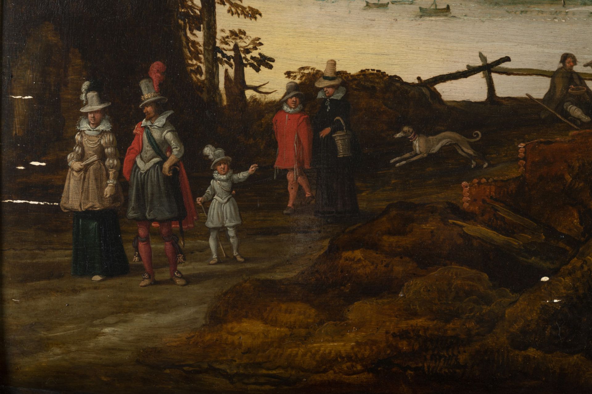 Anonymous (17th century): painting (o/p) 'company in landscape' (*) (102x62cm) - Bild 3 aus 8