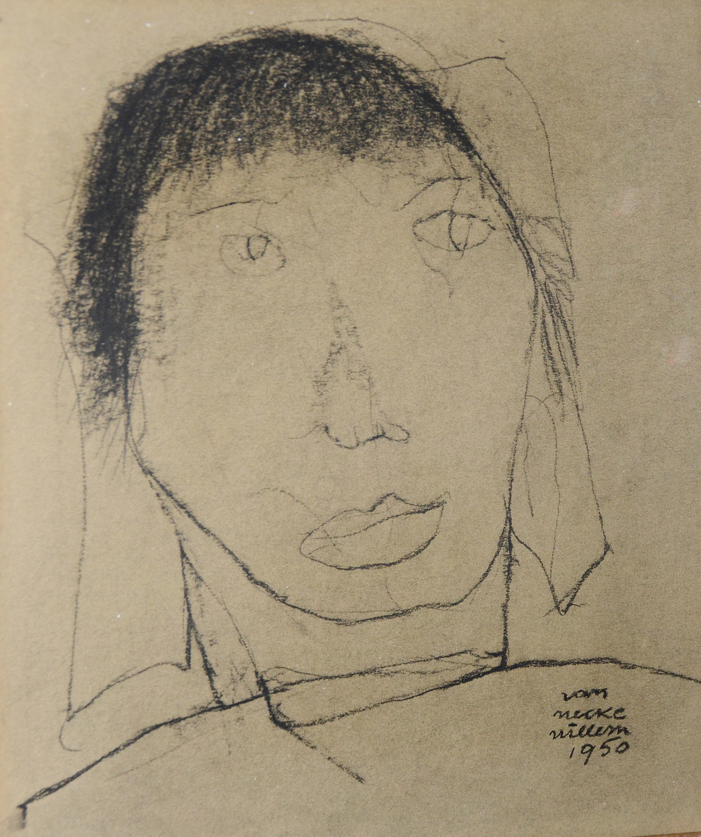 W. Van Hecke (1950): drawing 'portrait' (40x50cm)