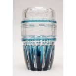 A blue crystal Val Saint Lambert vase (23x35cm)