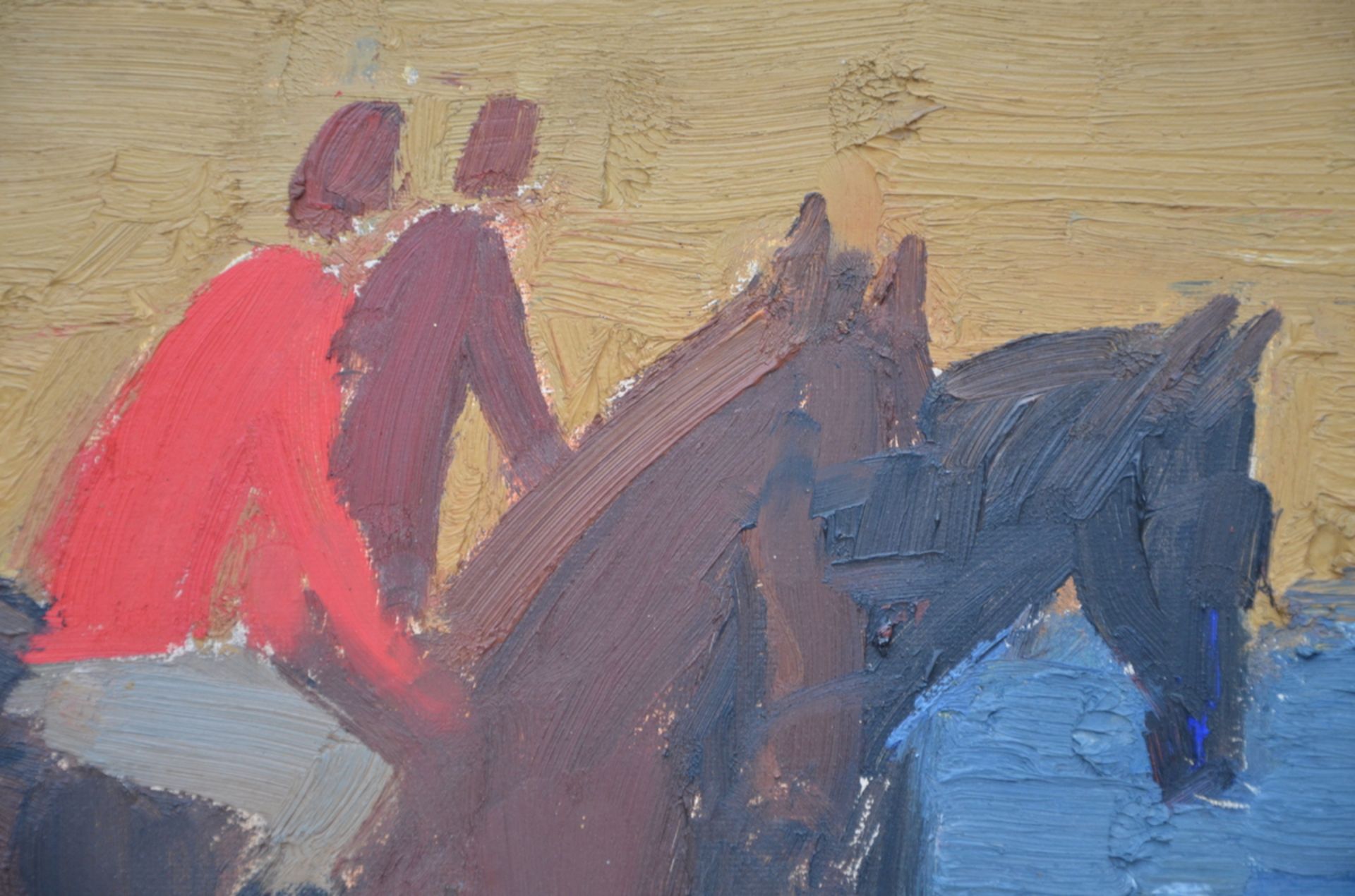Hubert Malfait: painting (o/p) 'two horsemen' (61x46cm) - Image 2 of 5