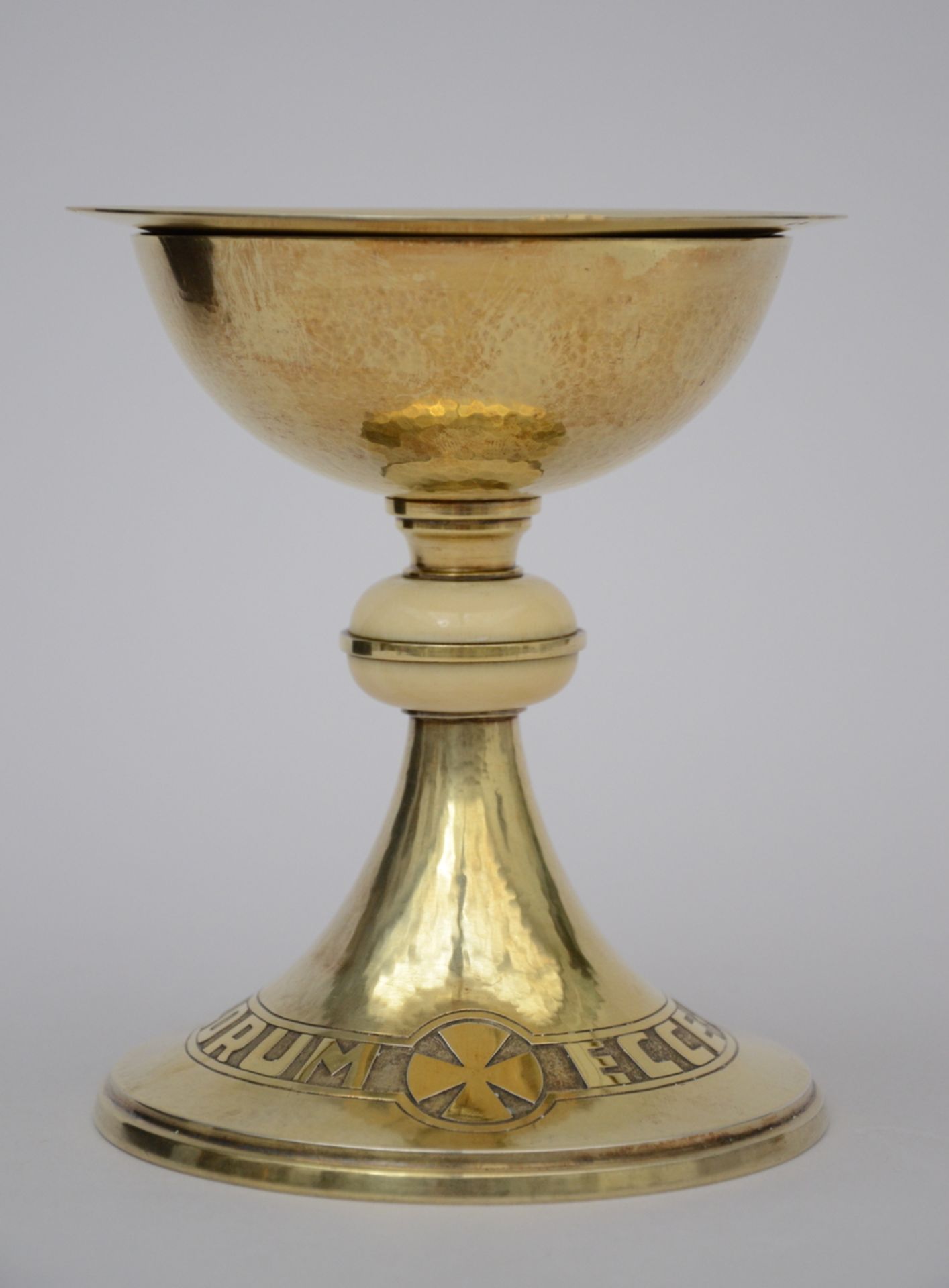 Art deco chalice in gilt silver, Bourdon Ghent (original case) (16cm)