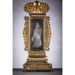 A Japanese shrine in giltwood with metal plaque 'Kannon' (70cm)