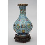 Lobed Chinese vase in cloisonnÈ 'longevity symbols' (26cm)