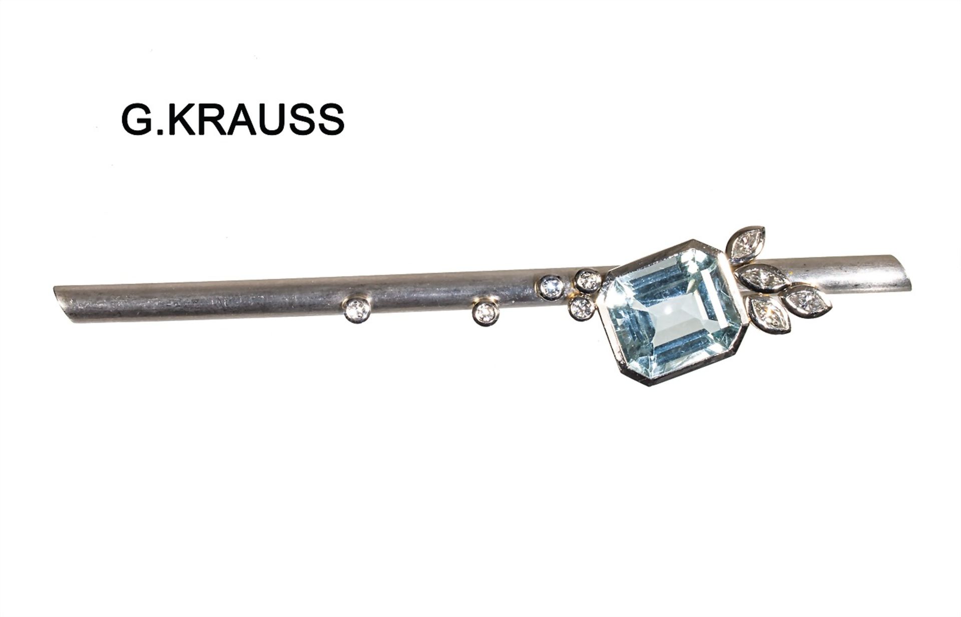 pin/stick brooch, platinum 950/000 signed KRAUSS (G. Krauss Stuttgart), asymmetrical worked into