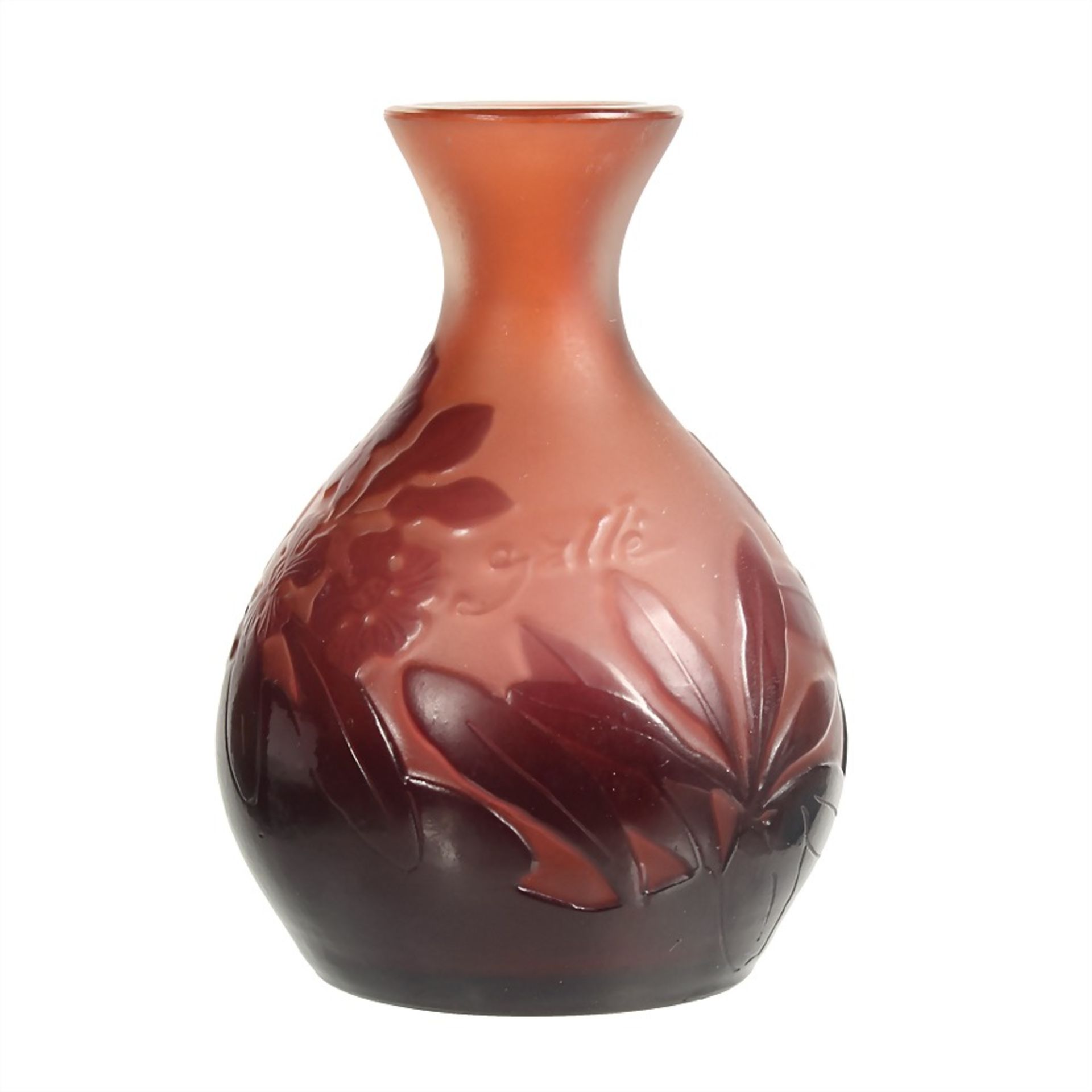 small GALLÈ vase around 1910, signed Gallé, partial etched and polished, height = 8.7 cm, diameter =