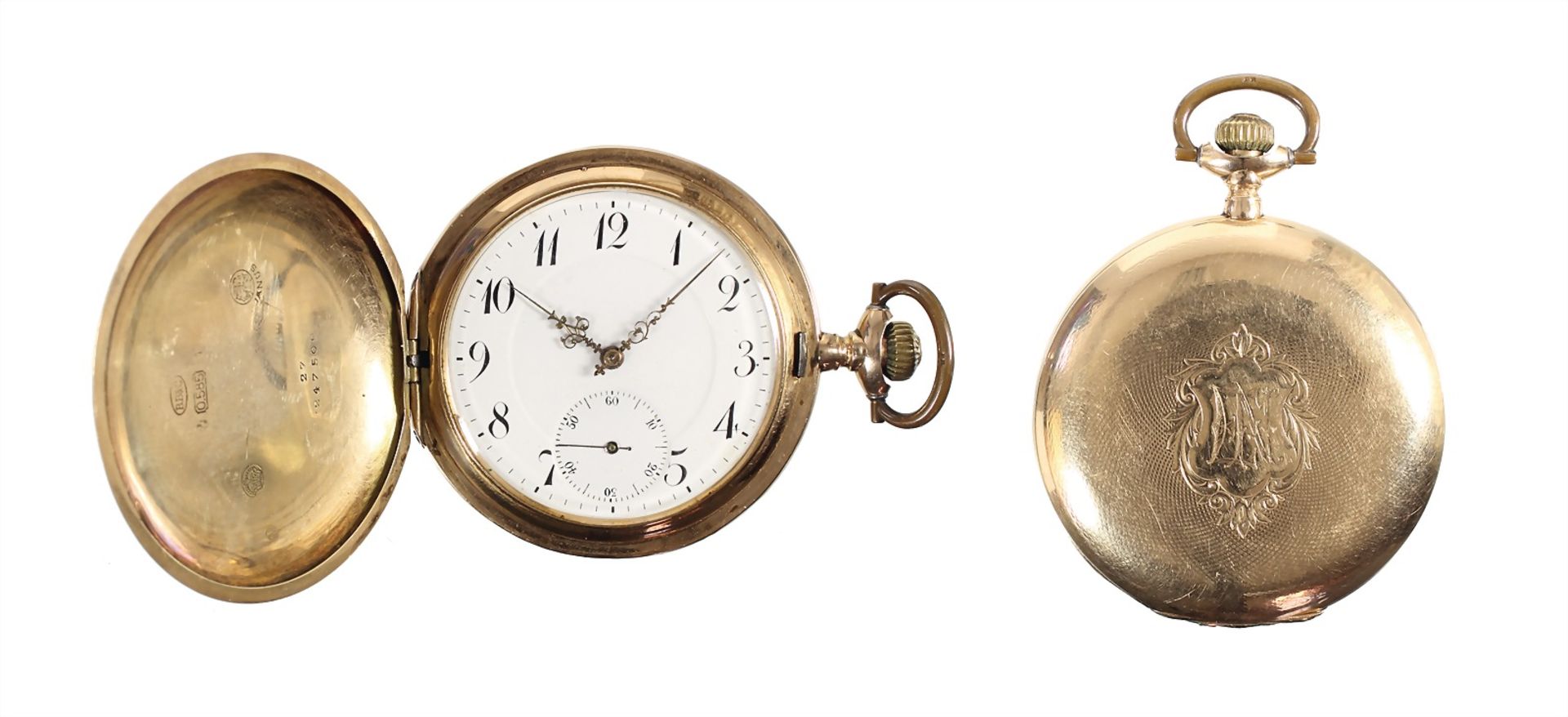 men's fob watch, Switzerland around 1900, yelow gold 585/000, JANUS, signed: B. B & C, very good