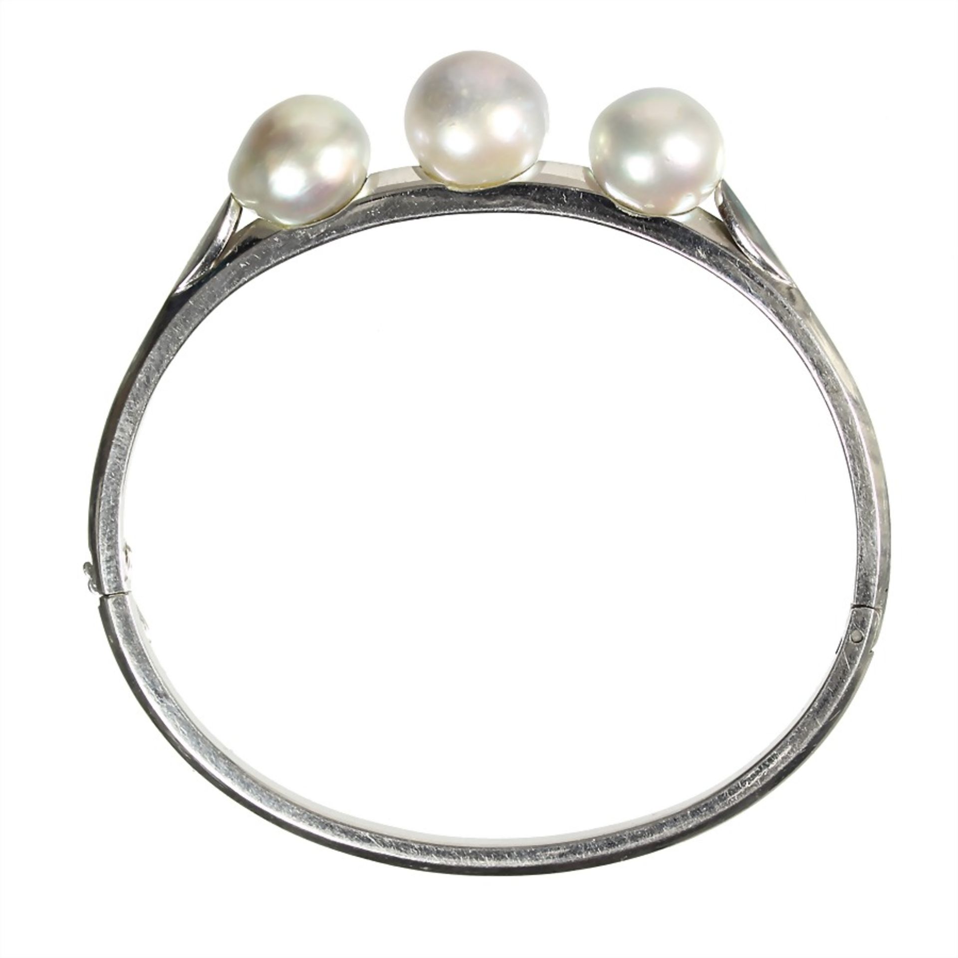 bracelet, white gold 590/000, signed WJ, 3 South Sea pearls, diameter = c. 10.0 - 10.5 mm,