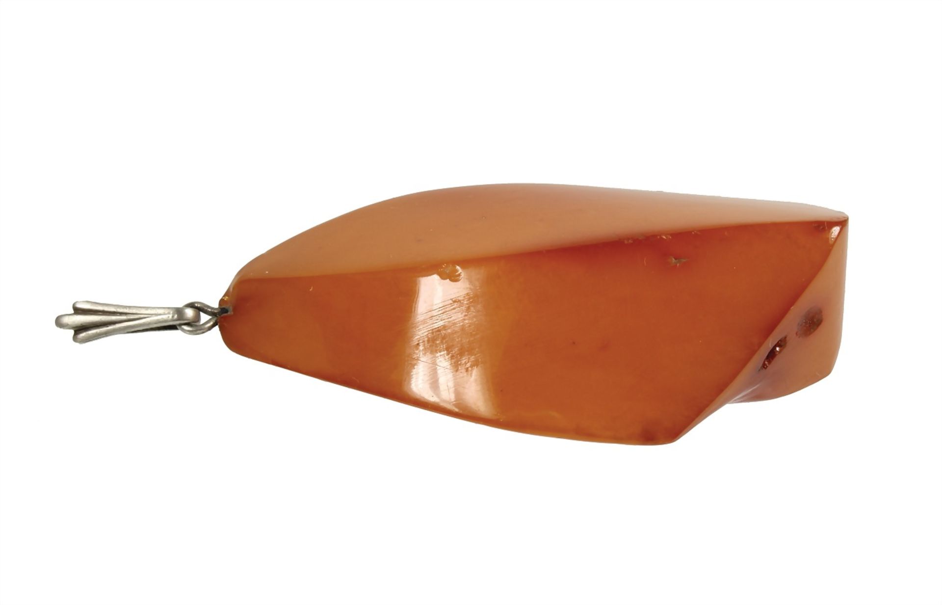pendant 1930s/'40s, amber "BUTTERSCOTCH", silver (checked), pendant height = 73.5 mm, total 16.5 - Bild 2 aus 2