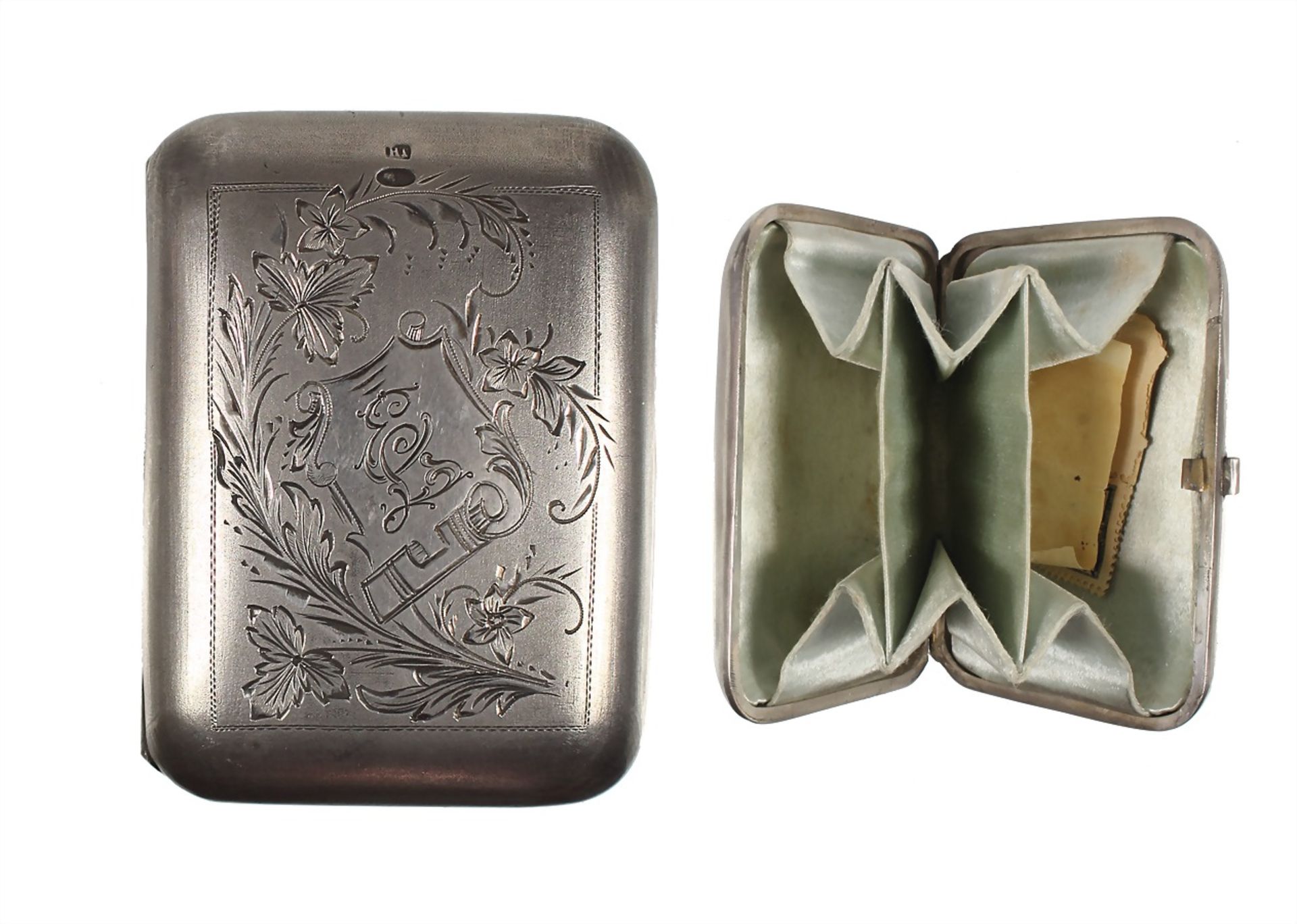 Russian purse, art nouveau around 1910, silver 84 Zolotnik, signed J.H (Administration struck-