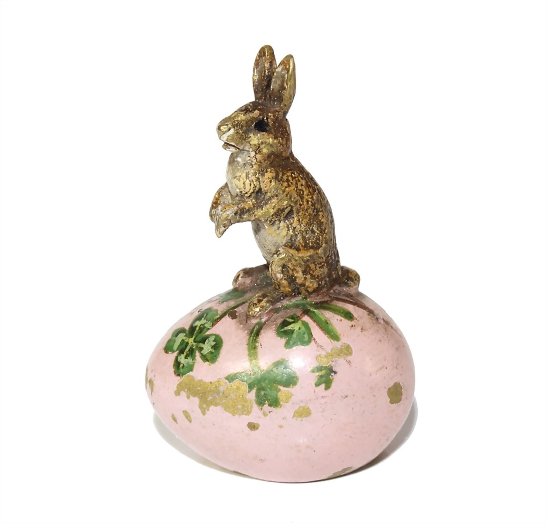 "WIENER BRONZE" around 1900, Easter egg with brown hare, signed: B (BERGMANN), colored painted