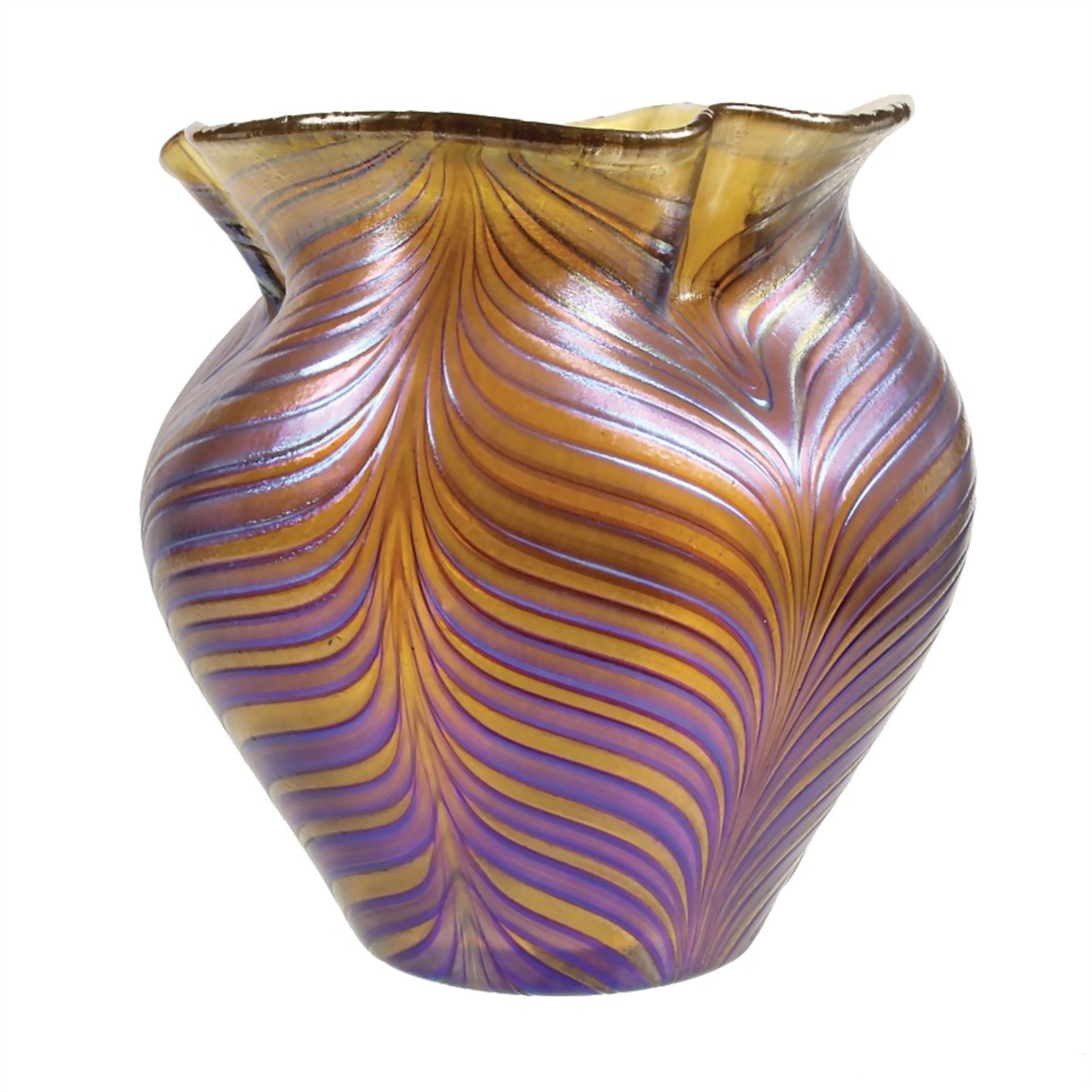 contemporary vase blown, circular basic form with triangular wall, body and neck egde is threefold