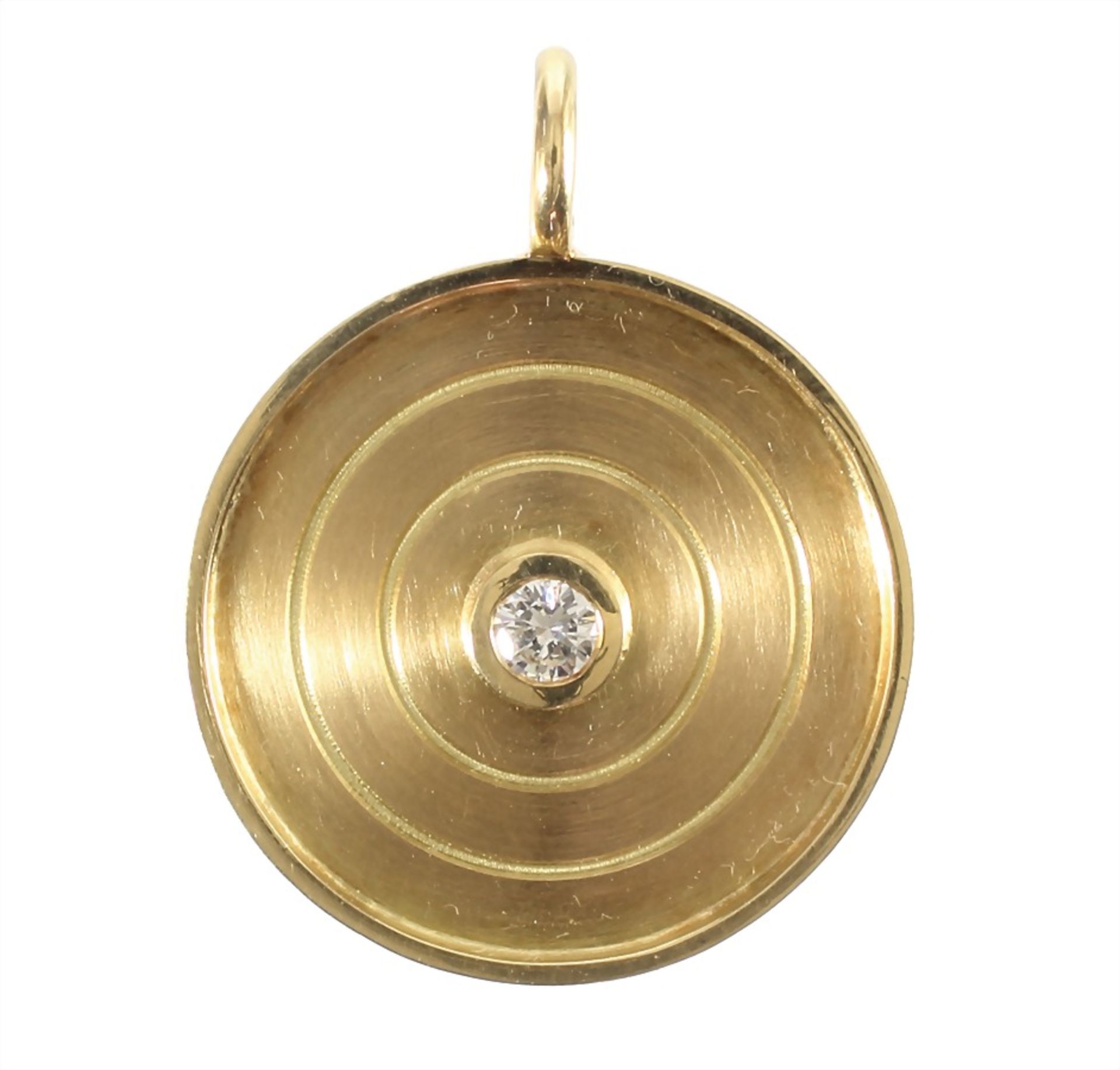 pendant "KREIS", yelow gold 750/000, central brilliant c. 0.35 ct tw-vvsi, diameter = 31.0 mm, 16.