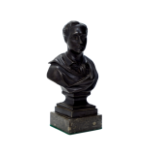 A patinated spelter bust of Lord Byron, England late 19th century