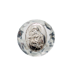 An Italian crystal and silver paperweight, depicting Holy Virgin Mary and baby Jesus