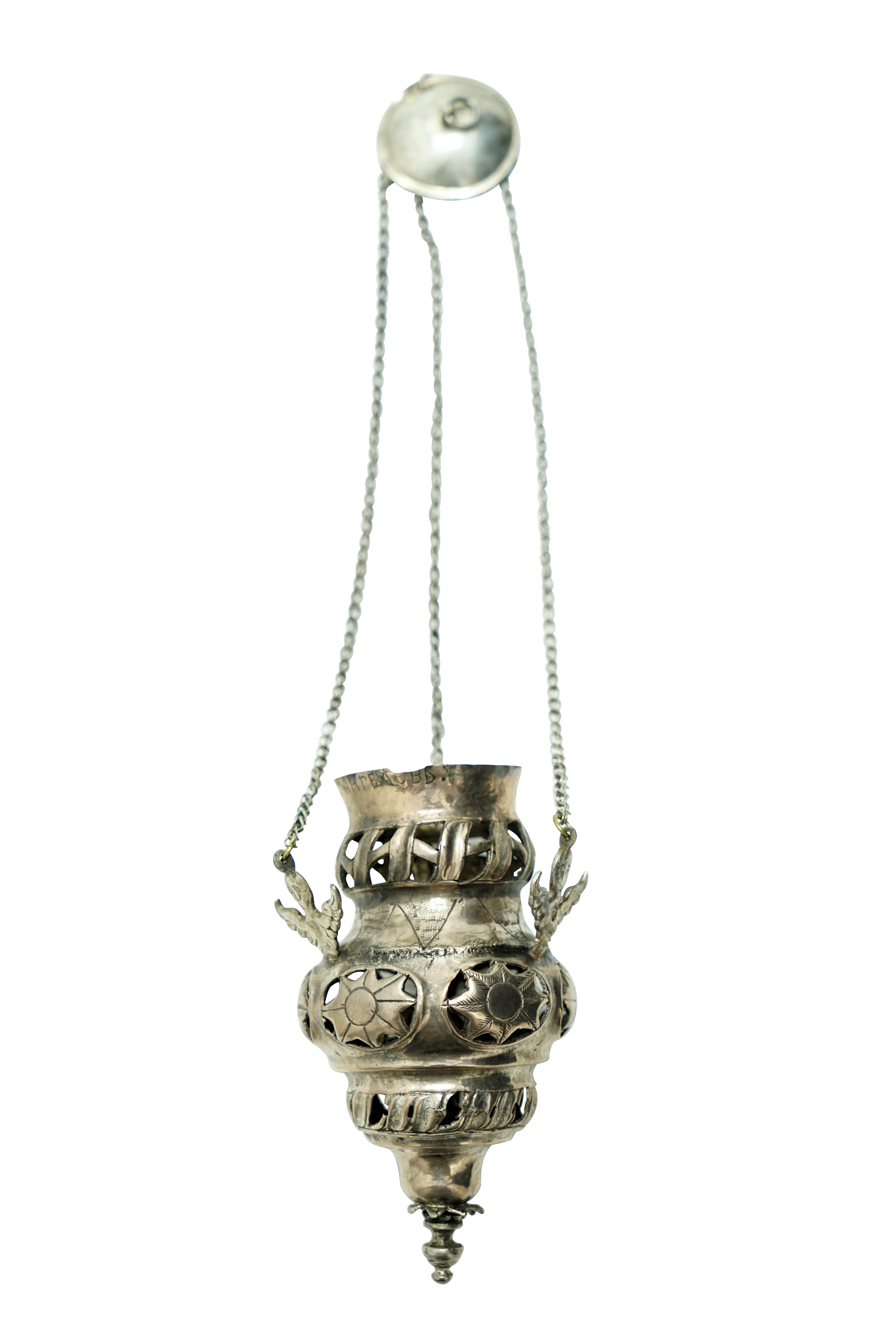 A 19th century silver ceiling candelabra
