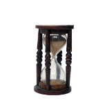 An antique hourglass. Height: 13,5 cm.