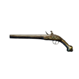 A circa 1810, Ottoman Empire, silver, filigree style pistol. Bears a stamp in the barrel, 48 cm.