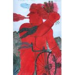 Alekos Fassianos (Greek, born 1935) (AR), The Cyclist's Rendezvous, 74 x 49 cm