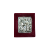 A late 19th century silver Orthodox Icon with Ottoman Sultan stamp. 9 x 8 cm.