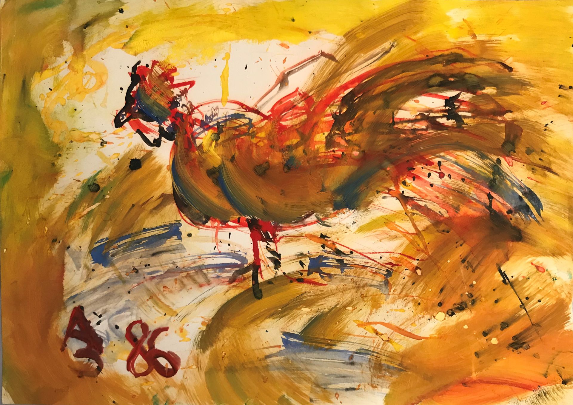 Anatolij Timofeevic ZVEREV (1931-1986) - Le coq, 1986 - Gouache sur papier, [...]