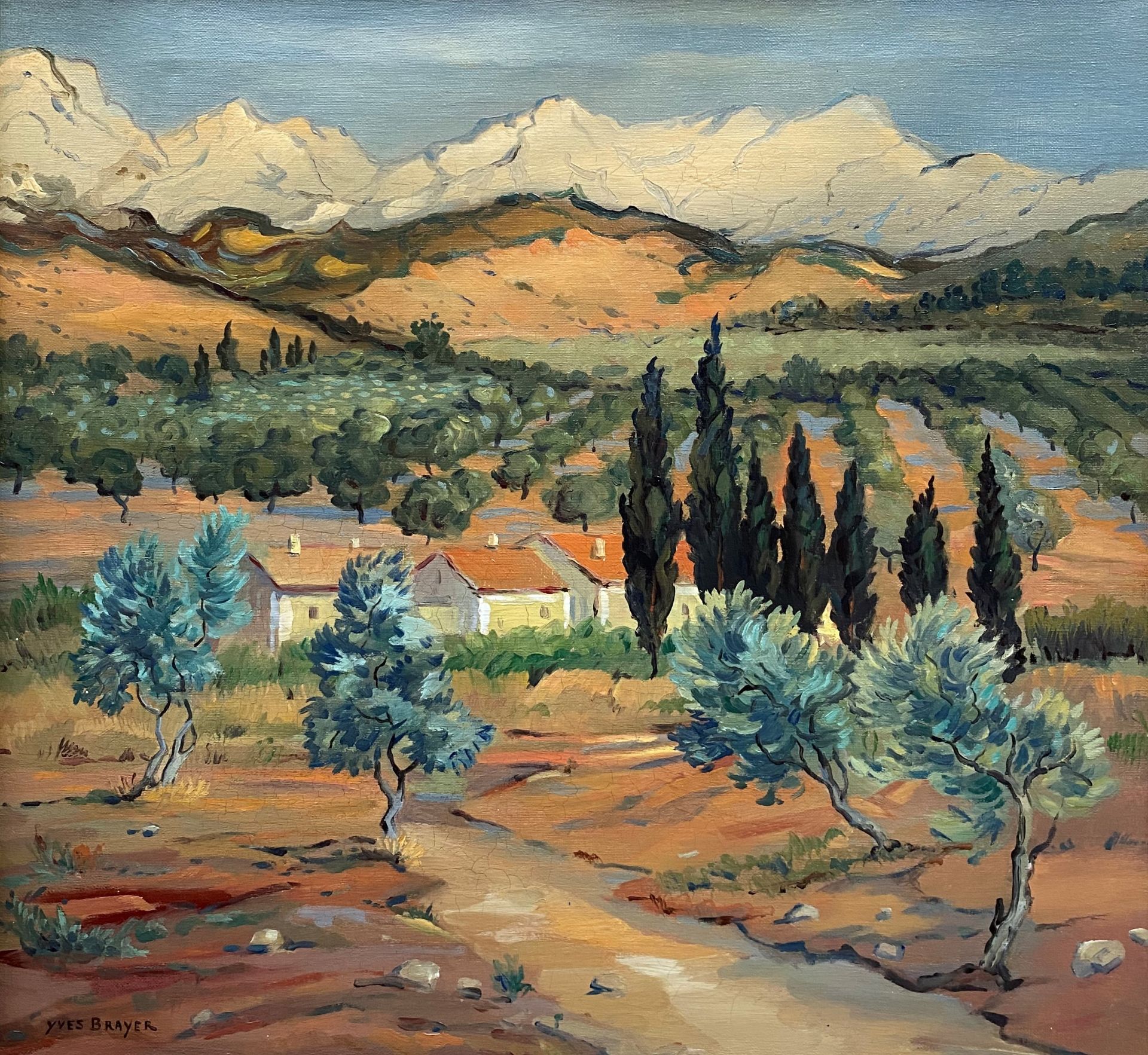 Yves BRAYER (1907-1990) - Champs d'oliviers en Provence - Huile sur toile, signée [...]